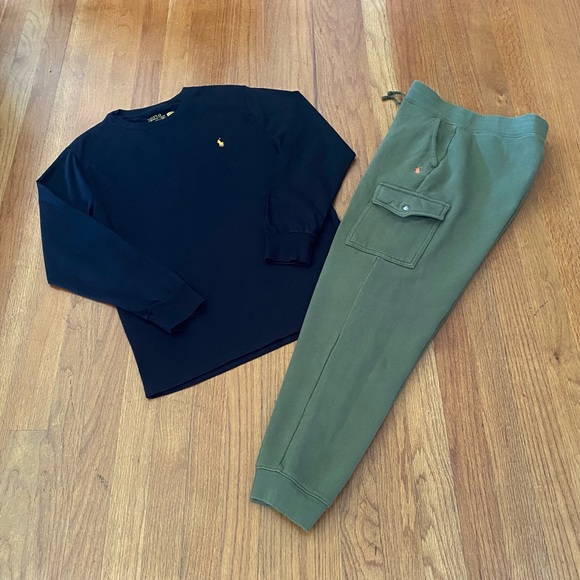 Polo by Ralph Lauren Black Neon Pony Logo  and Cargo Pants Boys Set - Picture 2 of 12